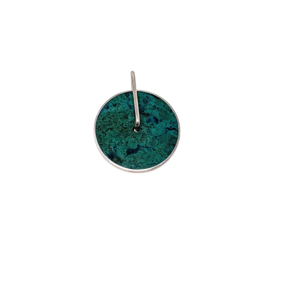Novica Peru Sterling Silver Blue Green Chrysocolla Magic Circle Round